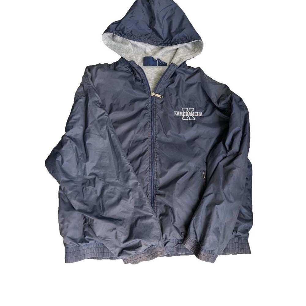 Vos Sports Kamehameha Schools Nylon Windbreaker Jacket Fleece Lined Navy L